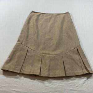 George Wool blend Skirt Women’s 4 A line Winter pleated Knee length oatmeal tan